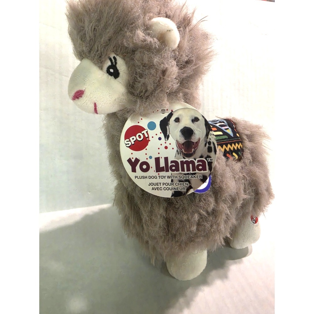 SPOT Yo Llama Gray Plush Dog Toy with Squeaker NWT